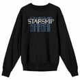 thumbnail image 4 of Starship Repeated Text Crew Neck Long Sleeve Black Adult Sweatshirt - Medium, 4 of 7