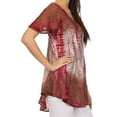 thumbnail image 5 of Sakkas Dina Relaxed Fit Sequin Tie Dye Embroidery Cap Sleeves Blouse / Top - Purple / Beige - One Size, 5 of 11