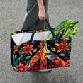 thumbnail image 7 of Peace symbol Reusable Foldable Picnic Basket Tote Bag Large Capacity Shopping Bags Beach Bag Oxford Cloth Wildlife Park Basket, 7 of 7