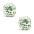 thumbnail image 2 of Gem Stone King 1.90 Cttw Green Prasiolite Stud Earrings for Women | 18K Yellow Gold Plated Silver | Round 6MM | Gemstone Birthstone | Fine Jewelry Gifts for Her Mom Women Wife, 2 of 5