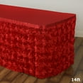 thumbnail image 2 of BalsaCircle 14 feet x 29" Satin Raised Roses Banquet Table Skirt Red, 2 of 4