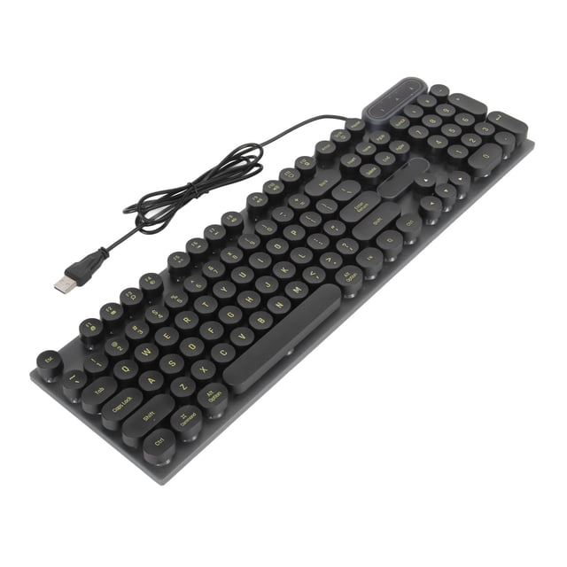 Mechanical Keyboard, 104 Keys USB Wired Keyboard with Colorful Backlit, Waterproof Plug and Play Computer Keyboard with Round Keycaps for Family Office Editing