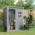 thumbnail image 4 of 5' x 3' Outdoor Storage Shed with Lockable Door, Resin Weatherproof Plastic Garden Shed with Floor & Ventilation, Backyard Shed for Patio, Lawn, Garden - Gray, 4 of 13