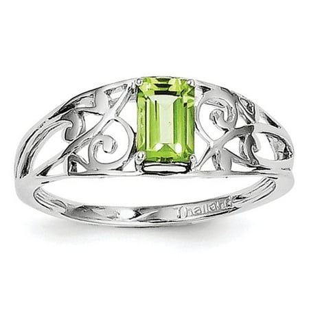 - Sterling Silver Rhodium Plated Peridot Ring. Gem Wt-0.56ct
