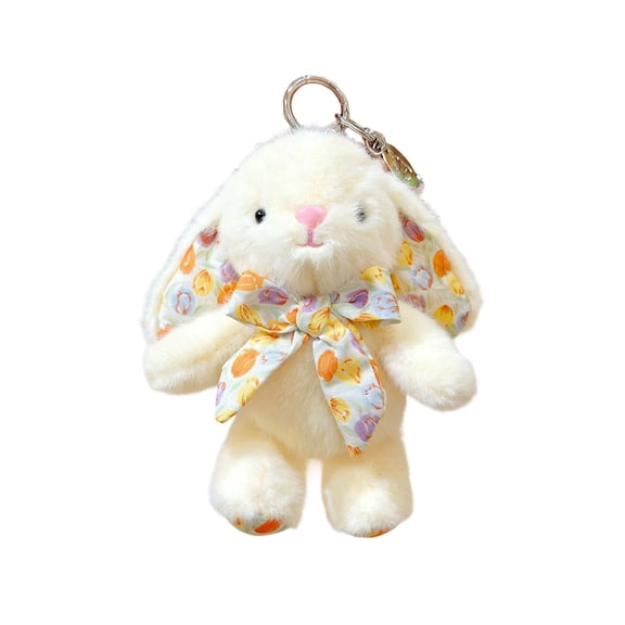 Bunny Plush Keychain, Stuffed Animal Pendant with Bow, 5.91in, Easter & Daily Gifting