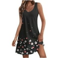thumbnail image 2 of Staron Robes d'Été pour Femmes Décontractées à Col en V Vacances Amples à Imprimé Floral Robe d'Été Décontractée Sans Manches Noir m, 2 of 5