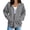 Gray, variant on Women Full Zip Drawstring Hoodie Chest Patch Pocket Drop Shoulder Loose Casual Jacket with Kangaroo Pockets