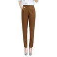 thumbnail image 6 of Women Pants Elastic High Waist Solid Color Slim Fit Trousers with Pockets Casual Commuting Style Office Lady Pants, 6 of 8