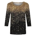 thumbnail image 4 of Womens Blouses Long Sleeve Clearance Women's Fashion Printed T-Shirt 3/4 Sleeves Blouse Round Neck Casual Tops, 4 of 5