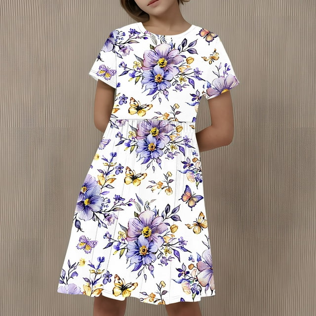 LOVZFMLL Robe Sans Manches à Rayures avec Nœud pour Filles de 3 à 8 Ans