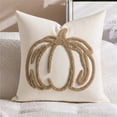 thumbnail image 2 of Fall Decorations Tufted Pumpkin Pillow Cover, 18x18 Inch Cream Linen Throw Cushion Case for Sofa & Bed, Autumn Harvest Accent (Insert Not Included) C, 2 of 6