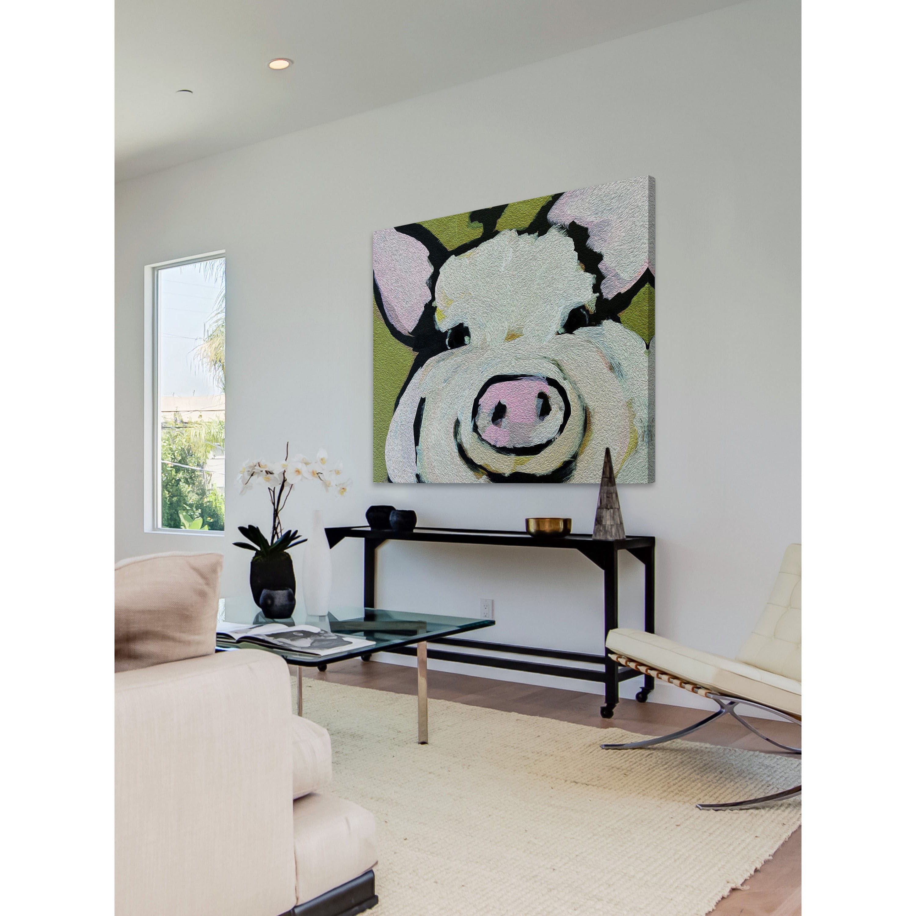 Marmont Hill "Modern Pig" by Michelle Rivera Painting Print on Wrapped Canvas