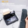 thumbnail image 3 of 15W 3-in1 Wireless Charger Compatible iPhone 16/15/14/13/14, Apple Watch, AirPods – Fast Charging Dock w/Alarm Clock & Night Light Black, 3 of 7