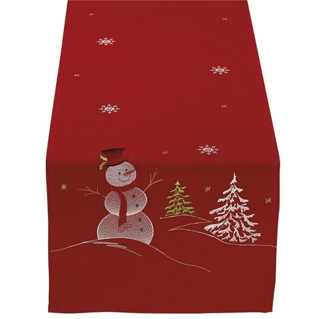 Design Imports CAMZ34216 Embroidered Snowman Table Runner