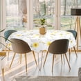 thumbnail image 2 of PiccoCasa Vinyl Tablecloth Round 71" Dia Yellow Flower Pattern Waterproof, 2 of 7