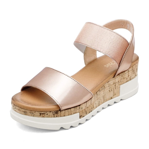 Sandalias de Cuña DREAM PAIRS REED-2 Champagne Tacón 6 cm