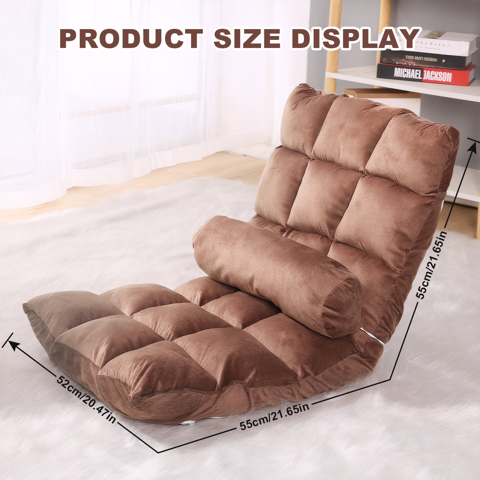 Eurhowing 5-Position Adjustable Floor Chair Folding Gaming Chair, Ergonomic Foldable Lounge Chair, Portable Floor Recliner for TV Watching, Reading, Living Room, Coffee