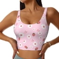 thumbnail image 2 of Picia Hand Drawn Strawberry Sports Bra for Women,Padded Strappy Sports Bras Medium Support Yoga Bra with Removable Cups,Running Yoga Bra-Medium, 2 of 9