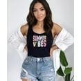 thumbnail image 2 of Summer Vibes Tank Top for Women & Teens Tropical Colorful Palm Tree Graphic Shirt Black Tank Top Large, 2 of 5