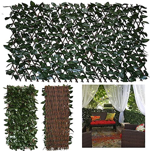 Single Sided Leaves Expandable Fence Privacy Screen for Balcony Patio Outdoor,Decorative Faux Ivy Fencing Panel,Artificial Hedges 