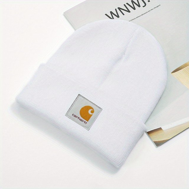 Warm and Cozy Unisex Knit Beanie with Solid Color and Skull Design - Perfect for Skiing, Autumn, and Winter
