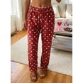 thumbnail image 4 of Pantalones de mujer para el Día de San Valentín, con estampado romántico de corazones, cintura elástica con cordón ajustable, pernera ancha y corte holgado, estilo casual para uso diario., 4 of 9