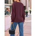 thumbnail image 4 of Blusas de Larga para Mujer, con Cuello Redondo Plisado, Informales, de Negocios, Ropa de Moda. Rojo Vino XXL, 4 of 6