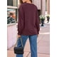 thumbnail image 4 of Blusas de Larga para Mujer, con Cuello Redondo Plisado, Informales, de Negocios, Ropa de Moda. Rojo Vino M, 4 of 6