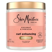 (2 pack) SheaMoisture Curl Enhancing Smoothie Hair Cream for Thick, Curly Hair Coconut and Hibiscus Sulfate Free and Paraben Free Curl Cream, 20 oz