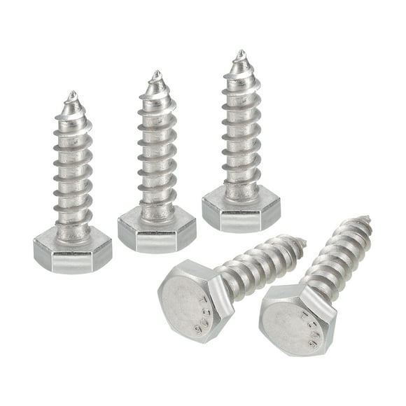 Unique Bargains Hex Head Lag Screws Bolts, 1/4' x 1' 304 Stainless Steel Partial Thread Wood Screws, 50 Pack