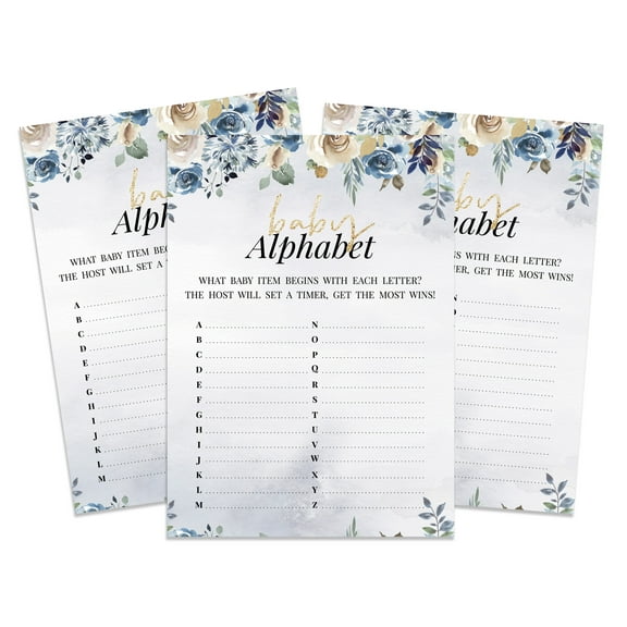 InkdotpotPack of 50,GirlBabyShower Party Collection, Baby ABC Game,Fun Baby Shower Party Games, Activities, Decorations,Floral ThemeParty Supplies