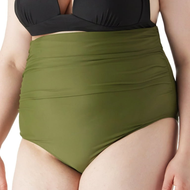 RELLECIGA Women's Army Green Super High Waisted Ruched Tummy