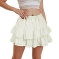thumbnail image 5 of vigerkar Womens Summer Skirts Flowy A Line Short Skirt High Waisted Ruffle Mini Skirts Pleated Skirt Beige, L, 5 of 9