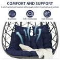 thumbnail image 6 of SEGMART 2-Person Hanging Swing Chair with Stand, Double Hanging Egg Chair with Cushion and Pillow, Foldable Wicker Rattan Patio Basket Hanging Chair for Indoor Outdoor Garden, Dark Blue, 6 of 10
