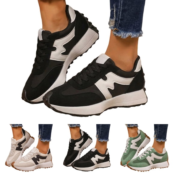 Dakaela Women's Suede Walking Shoes 1.57 Inch Retro Classic Athletic Workout Running Tennis Fashion Sneakers with Arch Support Size 6.5