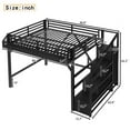 thumbnail image 4 of Bellemave Queen Size Loft Bed with Stairs and Storage Wardrobe, Metal Loft Beds Frame with USB Ports and LED Lights,Game Loft Bed Queen with Large Under-Bed Space, Easy Assembly (Black), 4 of 7