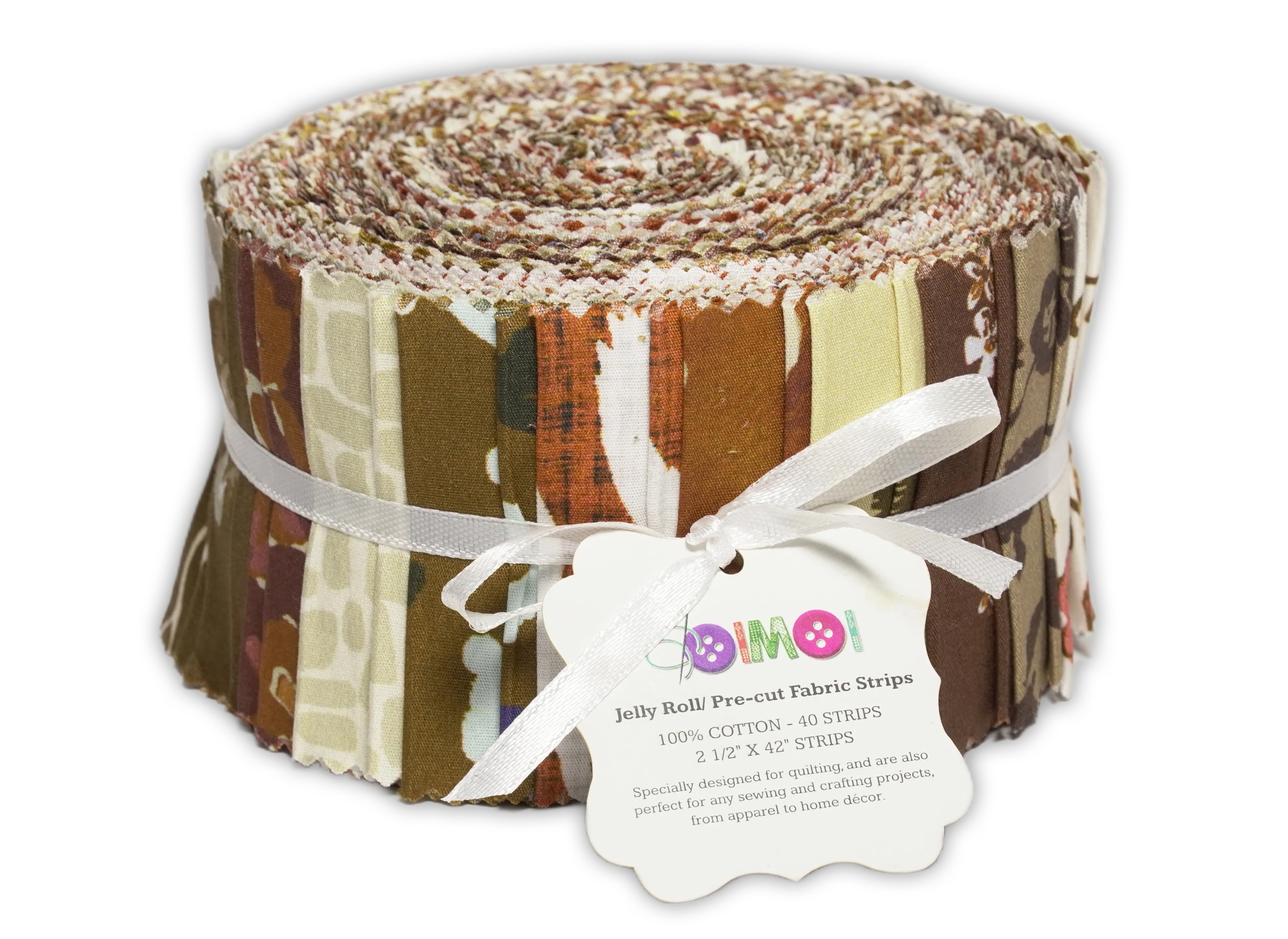 Soimoi 40Pcs Florals Print Cotton Precut Fabrics for Quilting Craft Strips 2.5 x 42 inches Jelly Roll