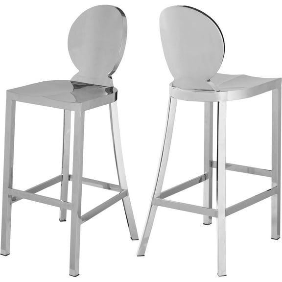 Homestock Tuscan Temptations Modern , Contemporary Stainless Steel Kitchen , Bar Stool with Polished Chrome Finish, 15" W x 21" D x 42" H, Ideal for Pub and Bar Height Tables
