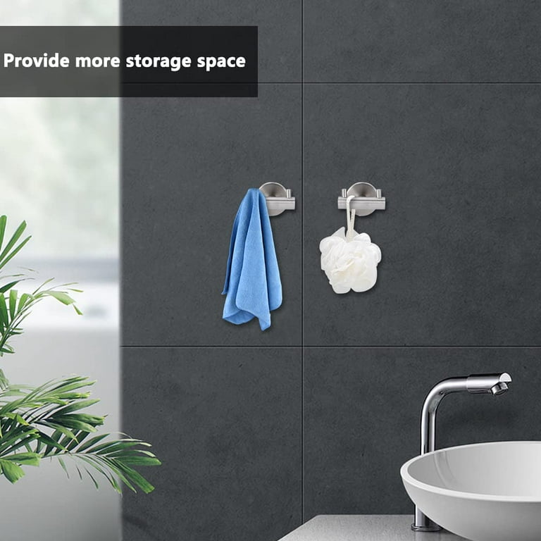4 Pcs Double Towel Hooks for Bathrooms, Adjustable angle 304