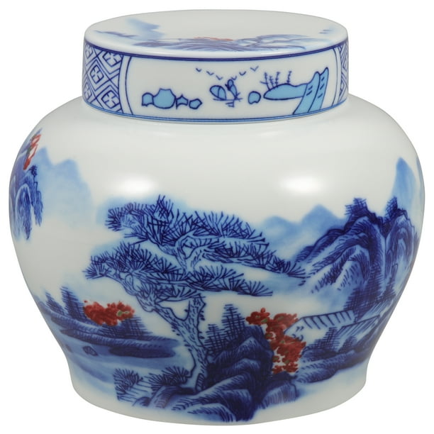 Ceramic Tea Jar Blueandwhite Can Jar Loose Tea Canister Multifunction Candy Jar Sealed Tea