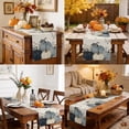 thumbnail image 4 of Navy Blue Pumpkin Fall Table Runner - 60 Inch Long Rustic Autumn Harvest Thanksgiving Cotton and Linen Blended Dress Scarves Farmhouse Table Runner for Kitchen Dining, Coffee Table, 13" x 60", 4 of 8
