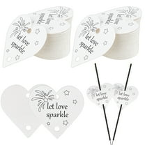 20pcs Heart Shape Wedding Sparkler Tags 2.4x2.3 Inch Sparkler Cards Let Love Sparklering Cards White Rustic Favors Sparkler Tags with 6mm Hole for Wedding Ceremony Party Display Decor