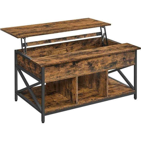 Boutique Home Lift-Top Table Coffee Table for Living Room or Den with Open and Hidden Storage