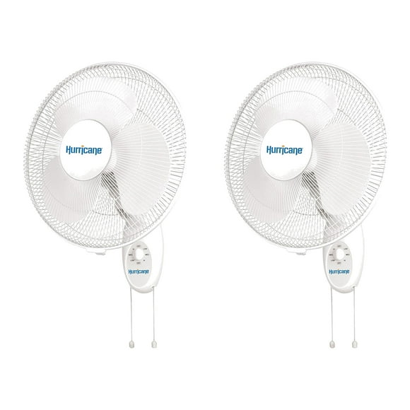 Hurricane Supreme 16 Inch 90 Degree Oscillating 3 Speed Wall Fan (2 Pack)