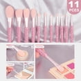thumbnail image 4 of Set de brochas de maquillaje KEYPOWER Professional, 11 unidades, color rosa brillante, 4 of 6