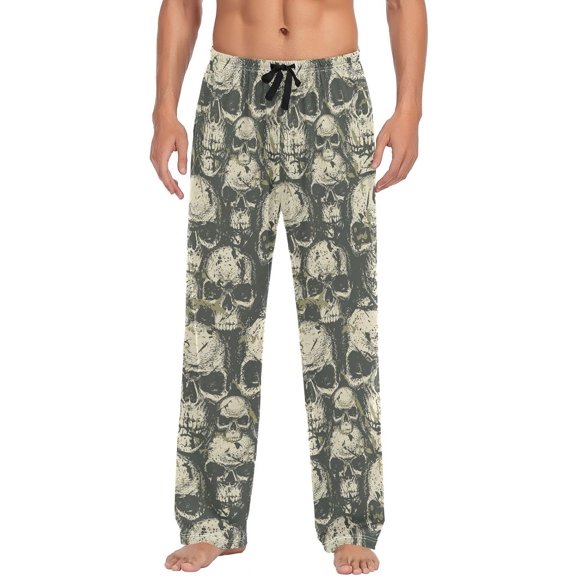 GZHJMY Pajama Pants for Men - Shabby Skull Painting, Loose Lightweight PJs Lounge Sleep Bottoms with Pockets Drawstring, Pajama Bottoms for Home and Rest, Medium
