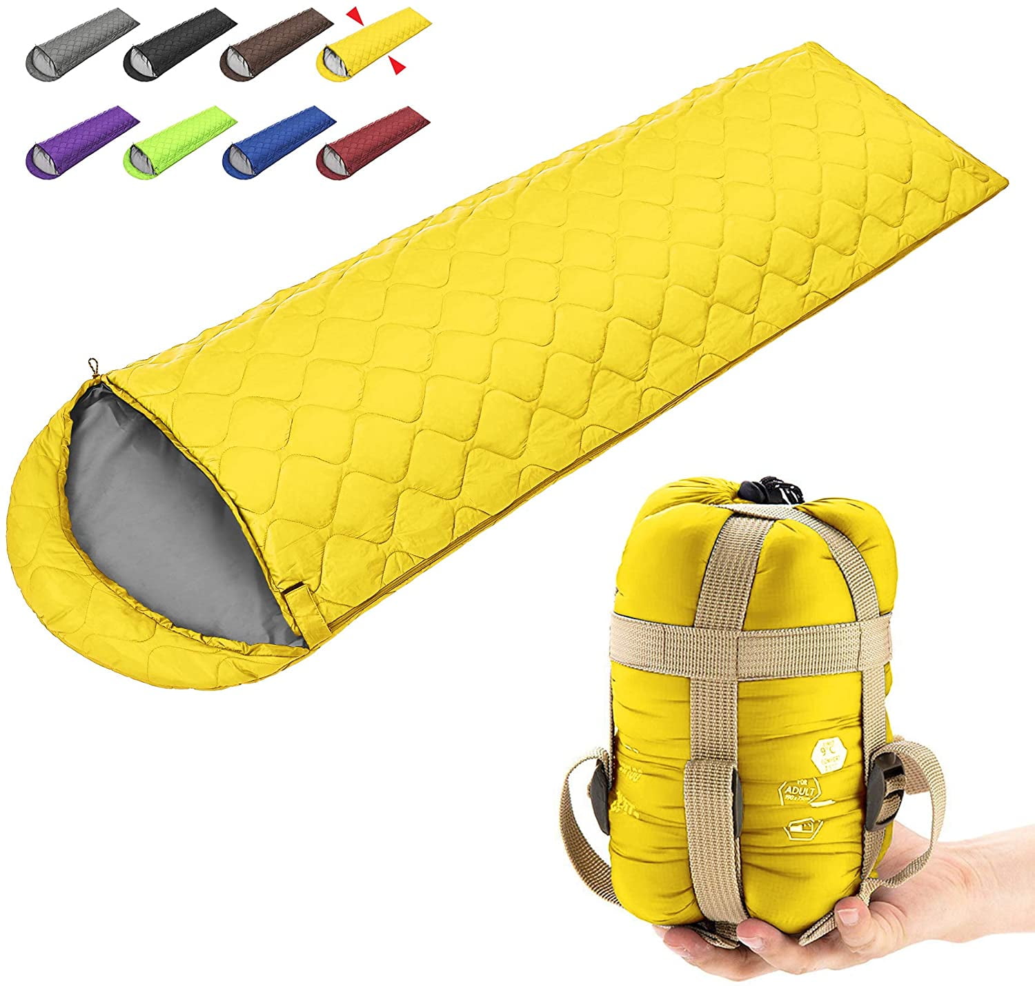 FUNDANGO Sleeping Bag Adults/Kids Lightweight Rectangular/Mummy Compact Waterproof Portable Cool Weather Season Sleeping Bags for Camping Backpacking Hiking 