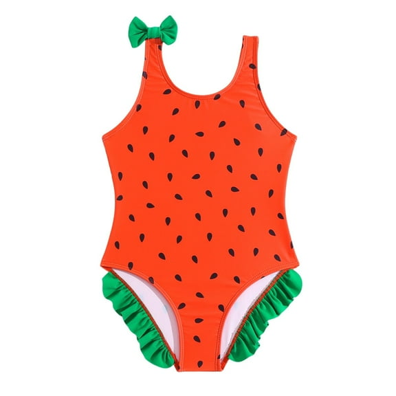 Baby Girl Swimwear Children Kids Girls Suspend Swimwear Cute Fruit Graphic Printed Swimsuit Swimsuit Girls Red 1 Years-2 Years