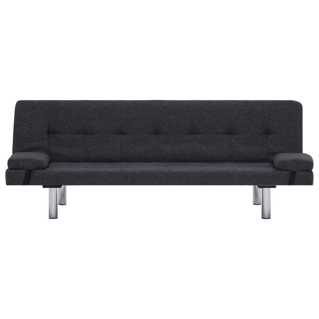 Kepooman Modern Faux Leather Convertible Sofa with 2 Pillows for Living Room Office, Dark Gray Kepooman Modern Faux Leather Convertible Sofa with 2 Pillows for Living Room Office, Dark Gray