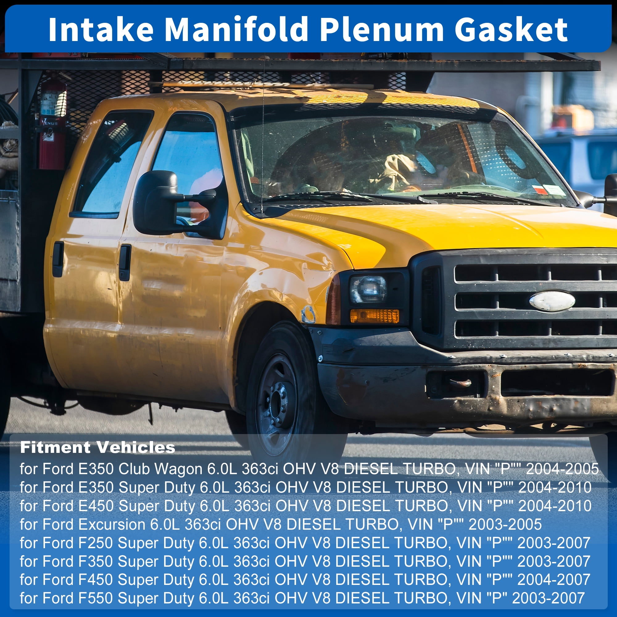MIS19311 Lower and Upper Intake Manifold Plenum Gasket for Ford E350 E450 Excursion F250 F350 F450 F550 Super Duty 6.0L V8 Turbo-Power Stroke